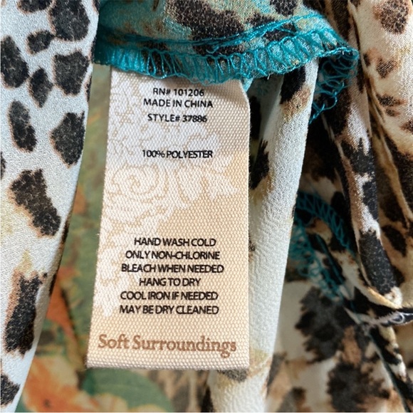 Soft Surroundings Sheer Floral and Animal Print Blouse - Picture 8 of 8
